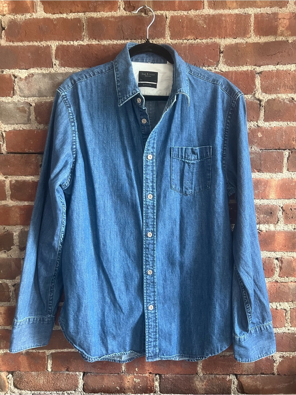 rag & bone Blue Denim Button-Down Shirt Size Large